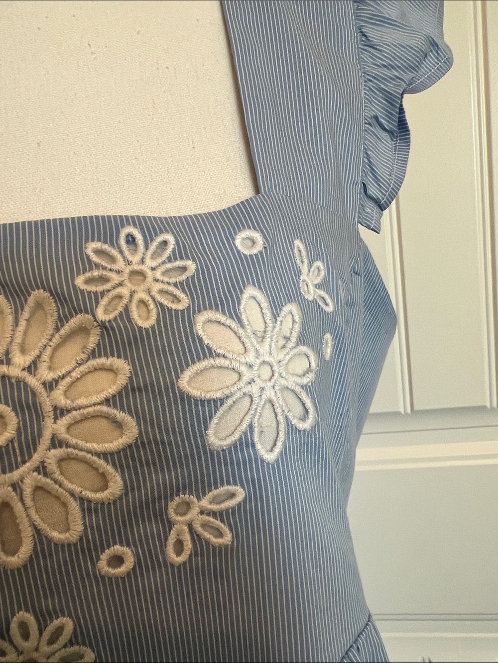 NWT Draper James Embroidered Maddie Babydoll Dress Light Blue Size Medium Lined - Picture 9 of 16